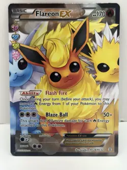 Pokemon TCG Flareon EX Ultra Rare Holo Full Art Card RC28/RC32 Generations - Image 1
