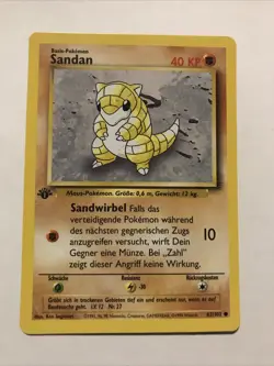 Pokemon TCG Sandshrew (Sandan) Base Set 62/102 Regular 1st Edition GERMAN Card - Image 1