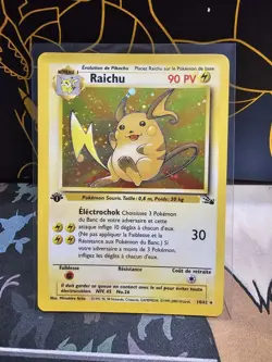 Pokemon TCG Raichu 1st Edition Holo Card 14/62 Fossil Set French NM - Image 1