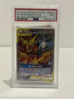 Pokemon TCG - Moltres, Zapdos & Articuno GX PSA 9 Mint - SM210 Black Star Promo - Image 1
