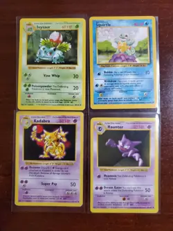 Pokemon Base Set Lot - 4 Cards Kadabra Haunter Ivysaur Squirtle Non Holo - Image 1