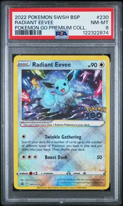 2022 Pokemon Swsh Black Star Promo Radiant Eevee #230 Pokemon Go Shiny PSA 8 BSP - Image 1