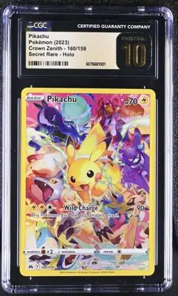Pokemon 2023 Pikachu 160/159 Crown Zenith Secret Rare CGC 10 PRISTINE - Image 1