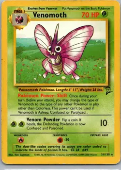 Pokemon TCG Venomoth 31/130 Base Set 2 MP - Image 1