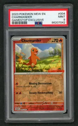 2023 Pokemon TCG MEW EN Charmander 004/165 GameStop Exclusive Reverse Holo PSA 9 - Image 1