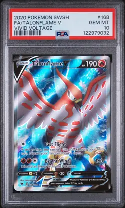 2020 POKEMON SWORD & SHIELD VIVID VOLTAGE #168 FULL ART/TALONFLAME V PSA 10 - Image 1