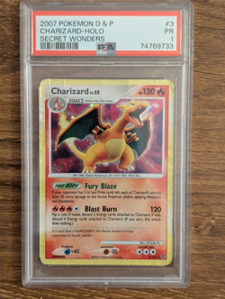 2007 Pokemon D&P Secret Wonders PSA 1 Charizard Holo #3 Diamond Pearl Holo Bleed - Image 1