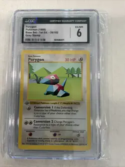 Pokemon Porygon Base Set 1999 *First Edition* SHADOWLESS 39/102 CGC 6 ♨♨3 - Image 1