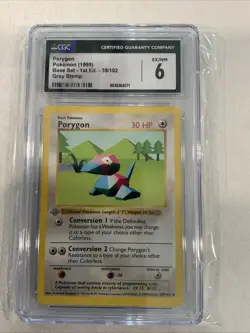 Pokemon Porygon Base Set 1999 *First Edition* SHADOWLESS 39/102 CGC 6 ♨♨3 - Image 2