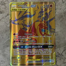 JUMBO Oversized Reshiram & Charizard GX Tag Team Gold Promo SM247 Pokemon NM - Image 1
