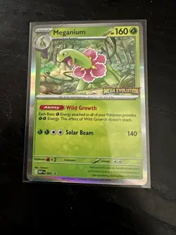 Pokemon TCG Meganium 001 Promo Reverse Holo Rare Mega Evolution Stamped - Image 1