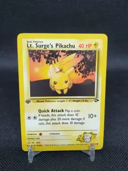 Lt. Surge’s Pikachu 84/132 Gym Challenge 1st Edition WOTC VLP Pokemon Card - Image 1