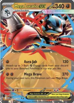 💥Mega Lucario EX | 077/132 | Mega Evolution | Double Rare | NM Pokemon Card💥 - Image 1