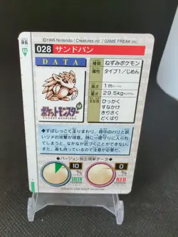 1996 Pocket Monsters Pokemon Carddass Red Version #028 Sandslash - Image 2