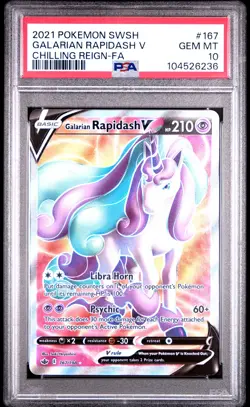 2021 POKEMON SWORD & SHIELD CHILLING REIGN FULL ART/GALARIAN RAPIDASH V PSA 10 - Image 1