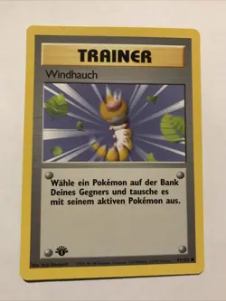 Pokemon TCG Base Set Trainer GERMAN Gust of Wind - Windhauch 93/102 1st Edition - Image 1