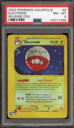 Pokemon Electrode Aquapolis Reverse Holo Rare #8 PSA 8 - Image 1