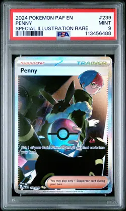 2024 POKEMON PAF EN-PALDEAN FATES SPECIAL ILLUSTRATION RARE #239 PENNY PSA 9 - Image 1