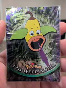 Vintage 1999 topps Pokemon TV Animation SERIES 1 Foil #70 Weepinbell Black Logo - Image 1