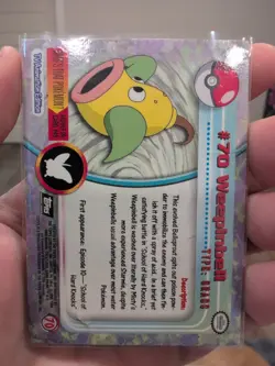 Vintage 1999 topps Pokemon TV Animation SERIES 1 Foil #70 Weepinbell Black Logo - Image 2