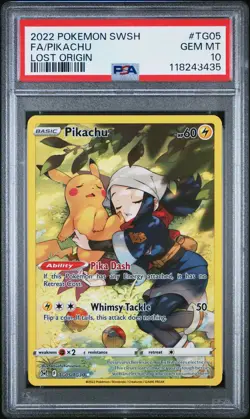 2022 POKEMON SWORD & SHIELD LOST ORIGIN #TG05 FULL ART/PIKACHU PSA 10 - Image 1