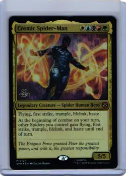 MTG Magic the Gathering SPM FOIL 127 COSMIC SPIDER-MAN Pre-Release PROMO - Image 1