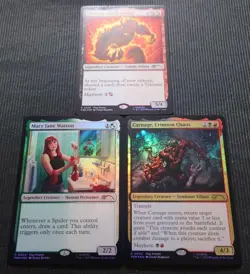 Mtg Super Rare Full Foil Winning Promo Carnage Green Goblin Mj 3 Pieces - Image 2
