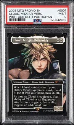 2025 MTG PROMOS PRO TOUR QUALIFER-PARTICIPANT CLOUD, MIDGAR MERCENARY PSA 9 - Image 1