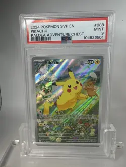 2024 POKEMON SVP EN-SV BLACK STAR PROMO PALDEA ADVENTURE CHEST PIKACHU PSA 9 - Image 1