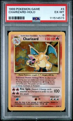 1999 POKEMON GAME CHARIZARD-HOLO #4 PSA EX-MT 6 - Image 1