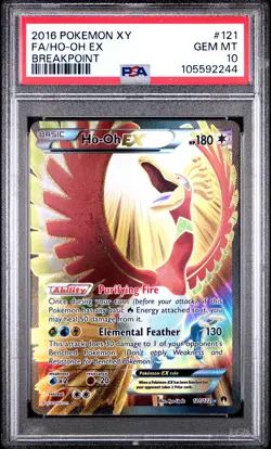2016 POKEMON XY BREAKPOINT #121 FULL ART/HO-OH EX PSA 10 - Image 1