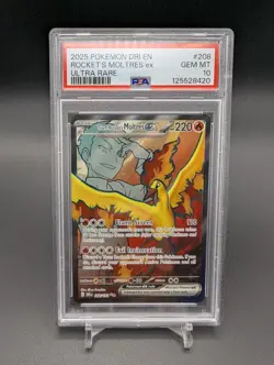 2025 Pokemon SV Destined Rivals Team Rocket's Moltres ex #208/182 PSA 10 - Image 1