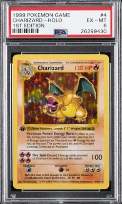 1999 POKEMON BASE SET 1ST EDITION #4 CHARIZARD-HOLO PSA 6 - Image 1