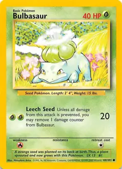 Bulbasaur 044/102 Base Set Pokemon 001175 - Image 1