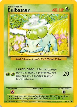 Bulbasaur 044/102 Base Set Pokemon 001174 - Image 1