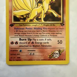 Blaine’s Ninetails 1st Edition Gym Challenge Pokemon Card WOTC 2000 NM - Image 2