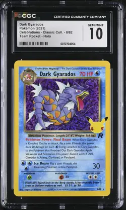 CGC 10 Dark Gyarados 8/82 Holo Celebrations Classic Collection Pokemon Card - Image 1