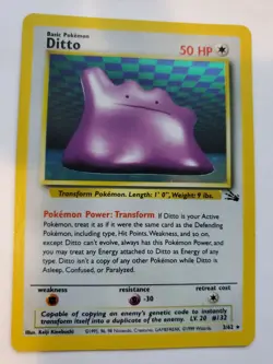 Ditto Fossil Set Holo Pokemon Card Base WOTC - Image 1