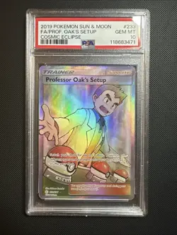 2019 Pokemon Cosmic Eclipse Professor Oak's Setup Full Art Trainer #233 PSA 10 - Image 1