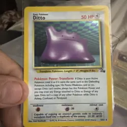 Pokemon TCG Ditto Fossil 3/62 Holo 1999-2000 Wizards Base Set Copyright Holo... - Image 2