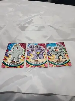 1999 Topps Pokemon Lot (3) Machop + Machoke + Machamp Series 1 Non Holo - Image 1