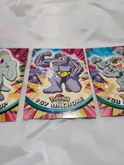 1999 Topps Pokemon Lot (3) Machop + Machoke + Machamp Series 1 Non Holo - Image 3