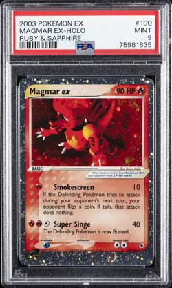2003 POKEMON EX RUBY & SAPPHIRE #100 MAGMAR EX-HOLO PSA 9 - Image 1