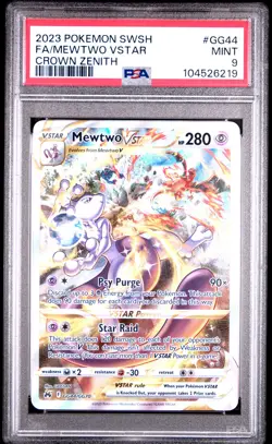 2023 POKEMON SWORD & SHIELD CROWN ZENITH #GG44 FULL ART/MEWTWO VSTAR PSA 9 - Image 1