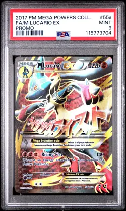 2017 POKEMON MEGA POWERS COLL PROMO #55A FULL ART/M LUCARIO EX PSA 9 - Image 1