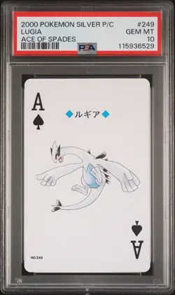 2000 POKEMON SILVER VERSION PLAYING CARDS ACE OF SPADES #249 LUGIA PSA 10 - Image 1