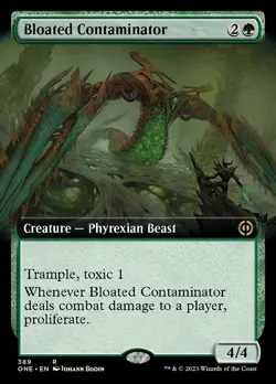 Bloated Contaminator - Foil - Extended Art Magic mtg Light Play, English Phyrexi - Image 1