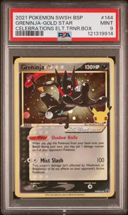 2021 POKEMON SWSH BLACK STAR PROMO #144 GRENINJA-GOLD STAR PSA 9 - Image 1