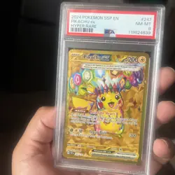 2024 POKEMON SSP EN-SURGING SPARKS HYPER RARE #247 PIKACHU EX PSA 8 - Image 3