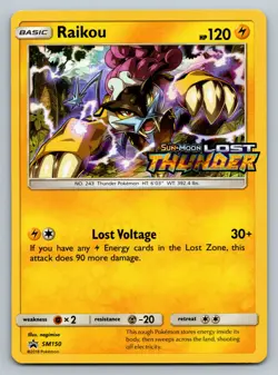 Pokemon TCG Raikou SM150 Lost Thunder Stamped Black Star Promo LP - Image 1